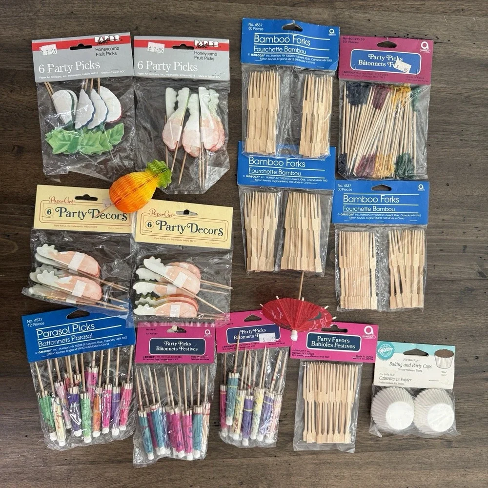 Vtg Cocktail Picks & Coasters Sailboat Nautical Seashells MCM Candles Lot Of 40